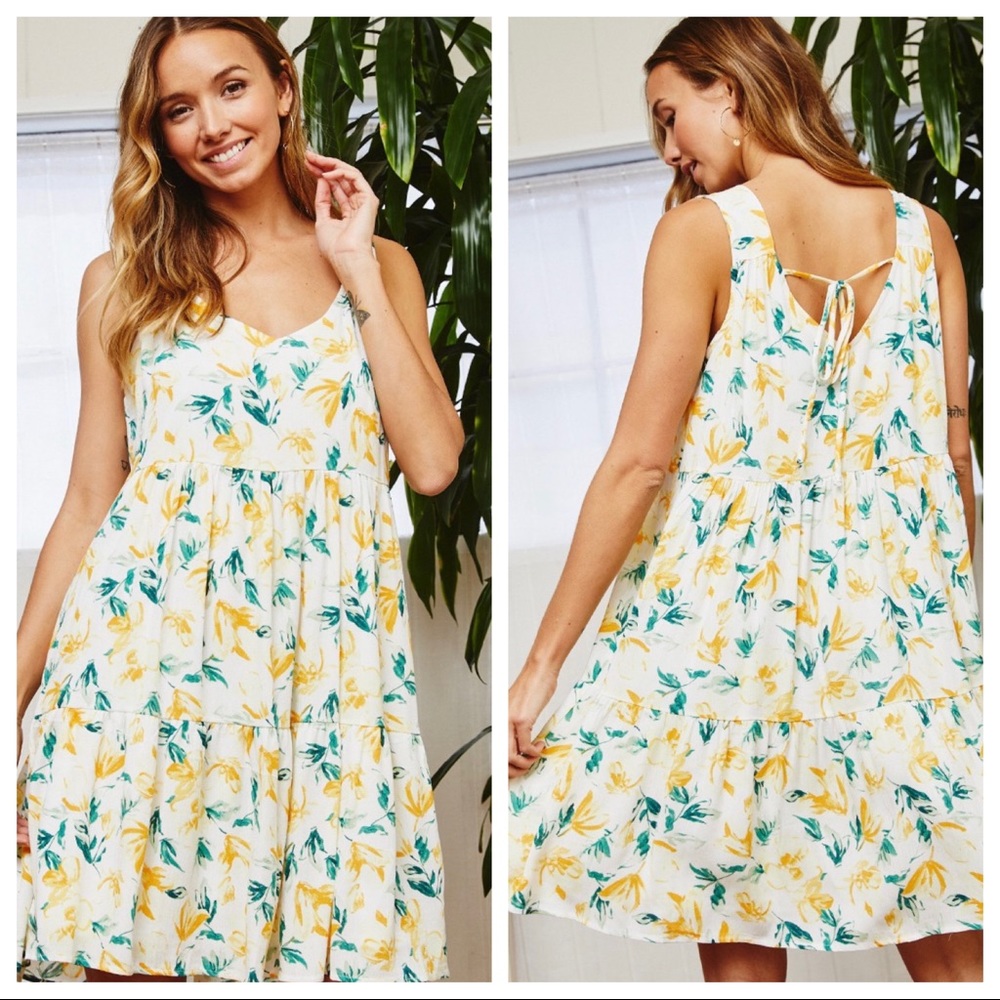 Summer is in the Air Sleeveless V neck Floral Tier Dress - Picture 3 of 5